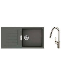 Набір для кухні Hansgrohe , гранітна мийка S520-F480 + зміш. Focus M41, сірий камінь-сталь, фото  | SNABZHENIE.com.ua