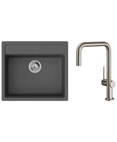 Набір для кухні Hansgrohe , гранітна мийка S520-F510 + зміш. Talis M54, чорний графіт-сталь, фото  | SNABZHENIE.com.ua