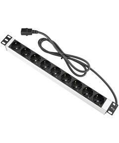 Пристрій розподілу електроживлення MIRSAN 19", 1U, блок 9хShuko, без вимикача, вилка С14, фото  | SNABZHENIE.com.ua