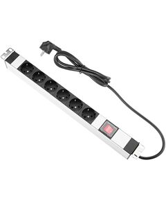 Пристрій розподілу електроживлення MIRSAN 19", 1U, блок 6хShuko, вимикач, вилка Shuko, алюмінієвий корпус, кабель 1.8 м, фото  | SNABZHENIE.com.ua