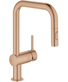 Змішувач для кухні Grohe Minta, довж.виливу - 225мм, поворотний/витяжний, 1важіль, матовий теплий захід сонця, фото  | SNABZHENIE.com.ua