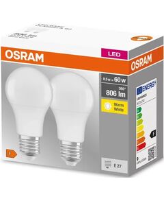 Osram Набір ламп 2шт LED E27 8.5Вт 2700К 806Лм A60, фото  | SNABZHENIE.com.ua