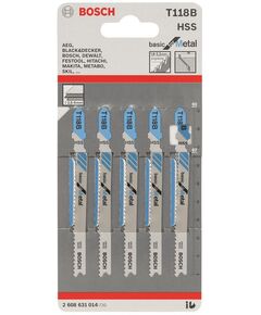 Bosch Полотно пиляльне для електролобзика по металу T 118 B, 1.9-2.3х92мм, 5шт, фото  | SNABZHENIE.com.ua
