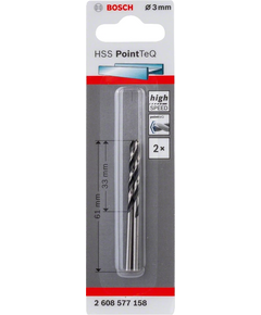 Bosch Свердло по металу HSS-PointTeQ, 3х33х61мм, 2шт, фото  | SNABZHENIE.com.ua