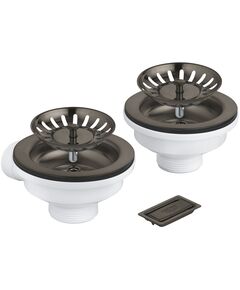 Зливний комплект Grohe для двох чаш без ексцентрика, матовий графіт, фото  | SNABZHENIE.com.ua