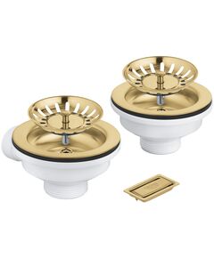 Зливний комплект Grohe для двох чаш без ексцентрика, матовий прохолодний схід сонця, фото  | SNABZHENIE.com.ua