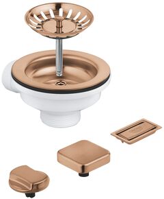 Зливний комплект Grohe для одної чаші з ексцентриком, матовий теплий захід сонця, фото  | SNABZHENIE.com.ua