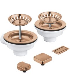 Зливний комплект Grohe для двох чаш з ексцентриком, матовий теплий захід сонця, фото  | SNABZHENIE.com.ua