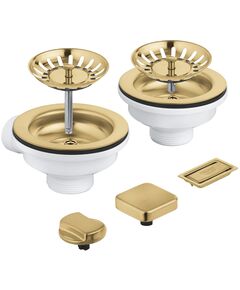 Зливний комплект Grohe для двох чаш з ексцентриком, матовий прохолодний схід сонця, фото  | SNABZHENIE.com.ua