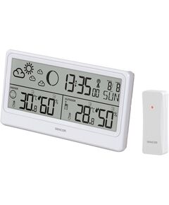 Метеостанція Sencor, внутр/зовн вимірювання, від мережі/АААх3+ААх2, темп-ра, вологість, час, прогноз погоди, білий, фото  | SNABZHENIE.com.ua