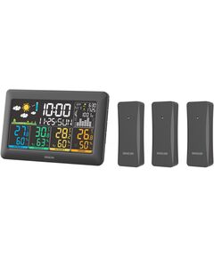 Метеостанція Sencor, внутр/зовн вимірювання, від мережі/AAх3+AAx2, темп-ра, вологість, час, прогноз погоди, атмосферний тиск, чорний, фото  | SNABZHENIE.com.ua