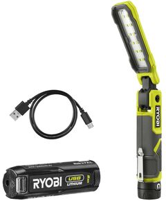 Ryobi Ліхтар інспекційний акумуляторний USB Lithium RLI4-120G, 4В, 2А·год, 650лм, 3 режими, магніт, затискач 0.17кг, фото  | SNABZHENIE.com.ua