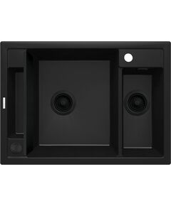 Мийка кухонна Deante Magnetic, граніт, прямокутник, без крила, 690х500х219мм, чаша - 1.5, накладна, черний, фото  | SNABZHENIE.com.ua