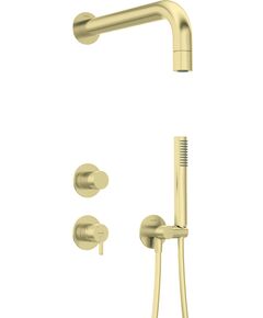 Душовий набір Deante Silia зі змішувачем, верхній душ, лійка, кріпл. - прихованого монтажу, брашоване золото, фото  | SNABZHENIE.com.ua