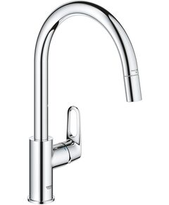 Змішувач для кухні Grohe QuickFix Start Flow, довж.виливу - 215мм, поворотний/витяжний, 1важіль, хром, фото  | SNABZHENIE.com.ua