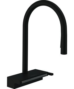 Змішувач для кухні Hansgrohe Aquno Select M81, довж.виливу - 220мм, поворотний, витяжний, 1 важіль, чорний матовий, фото  | SNABZHENIE.com.ua