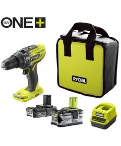 Ryobi Шурупокрут-дриль ударний акумуляторний ONE+ R18PD3-242S 18В 1х2А·год 1х4А·год ЗП 50Нм 500·1800об·хв 1.3кг сумка, фото  | SNABZHENIE.com.ua