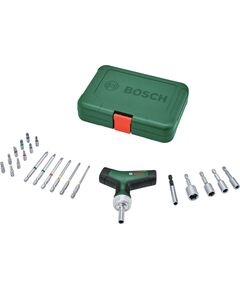 Bosch Викрутка з тріскачкою, т-подлібне руків'я, 20 насадок, 109мм, кейс, сталь CrV, фото  | SNABZHENIE.com.ua