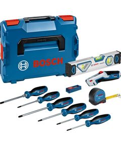 Bosch Набір професійних викруток та змішаних ручних інструментів 19 шт, L 3.5, SL6.5, TX15, TX20, PH1, PZ 2 мм, рулетка 5м, рівень 25см, фото  | SNABZHENIE.com.ua