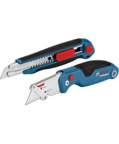 Bosch Ніж, набыр 2 шт, складний трапецієподібне лезо,корпус пластик, сегментоване лезо корпус пластик, фото  | SNABZHENIE.com.ua
