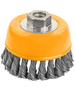 Tolsen Щітка чашкова Профі, торцева, переплетений дріт 0.5мм, 75мм, різьблення M14, фото  | SNABZHENIE.com.ua