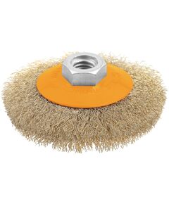 Tolsen Щітка дискова Профі, рифлений дріт 0.3мм, 100мм, різьблення M14, фото  | SNABZHENIE.com.ua