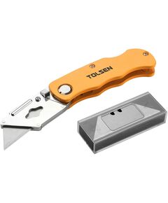 Tolsen Ніж будівельний трапецієподібний складаний, корпус алюміній, 150/90мм, фото  | SNABZHENIE.com.ua