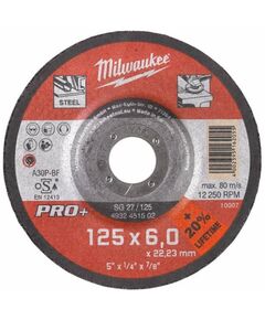 Шліфувальний диск по металу SG 27/125x6 PRO+ MILWAUKEE, фото  | SNABZHENIE.com.ua