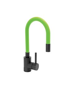 Змішувач води FALA BLACK FLEXIBLE для раковини з гнучкою зеленою лійкою, фото  | SNABZHENIE.com.ua