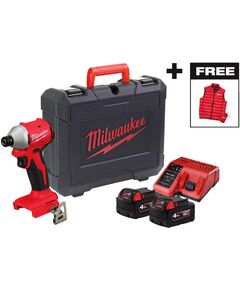 Шуруповерт ударный аккумуляторный бесщёточный MILWAUKEE (190 Нм) M18 BLIDRCMC-402C + ЖИЛЕТКА, фото  | SNABZHENIE.com.ua