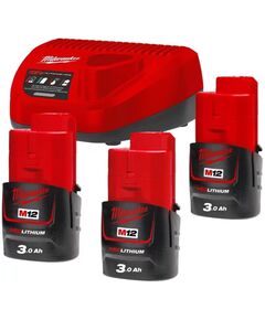 Энергокомплект Milwaukee M12 NRG-303 (3 B3 + ЗУ С12С) 4933459207, фото  | SNABZHENIE.com.ua