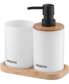 Набір для ванної кімнати ARDESTO Minimalism 360мл, 3 предмети, поліпропілен, бамбук, білий, фото  | SNABZHENIE.com.ua