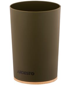 Склянка для зубних щіток ARDESTO Minimalism 7.8x11.3см, поліпропілен, бамбук, зелений темний, фото  | SNABZHENIE.com.ua
