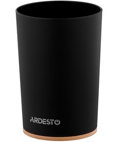 Склянка для зубних щіток ARDESTO Minimalism 7.8x11.3см, поліпропілен, бамбук, чорний, фото  | SNABZHENIE.com.ua