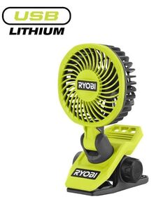 Вентилятор акумуляторний кліпса Ryobi USB Lithium RCF4-0 4В 3800об&middot;хв обертання 325&deg; поворот 180&deg; 2 швидкості 0.29кг без АКБ та ЗП, фото  | SNABZHENIE.com.ua