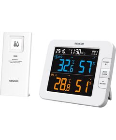 Метеостанція Sencor, внутр/зовн вимірювання, температура, вологість, час, дні тижня, календар, підтримує платформи Android та iOS, Білий, фото  | SNABZHENIE.com.ua