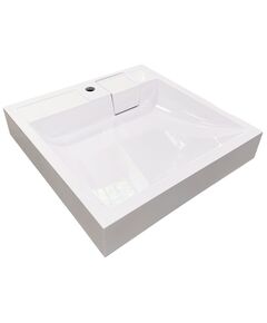 Раковина, умивальник Adamant WASHER NEW, штучний камінь, прямокут., з отвором для змішувача, без переливу, 595х595х115мм, накладний, білий, фото  | SNABZHENIE.com.ua