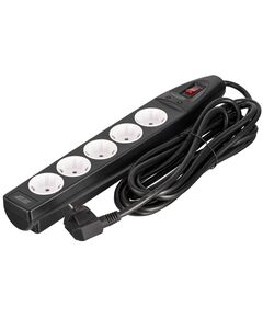 Подовжувач-фільтр мережевий 2E 5xТип F, 3x1.5мм кв, 16A, з захистом від перенапруги, 5м, чорний, фото  | SNABZHENIE.com.ua