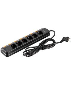 Подовжувач-фільтр мережевий 2E 6xТип F, 3x1.5мм кв, 16A, з захистом від перенапруги, 2xUSB-A, 1x USB-C, 3м, чорний, фото  | SNABZHENIE.com.ua