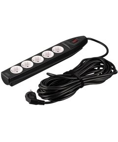 Подовжувач-фільтр мережевий 2E 5xТип F, 3x1.5мм кв, 16A, з захистом від перенапруги, 10м, чорний, фото  | SNABZHENIE.com.ua