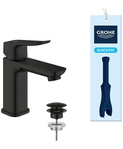 Змішувач для раковини Grohe QuickFix Dice Black S-розміру, довж. виливу - 106мм, неповоротний, 1 важіль, чорний матовий, фото  | SNABZHENIE.com.ua