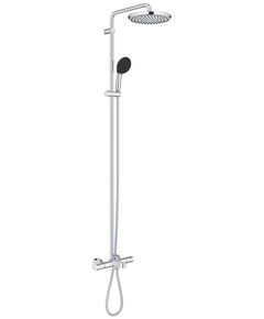 Душова система Grohe QuickFix Vitalio Start System 250 зі змішувачем-термостатом для ванни, довж. виливу - 169мм, верхній душ, лійка, кріпл. - на стійці, хром, фото  | SNABZHENIE.com.ua