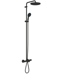 Душова система Grohe QuickFix Vitalio Start System 250 зі змішувачем-термостатом для ванни, довж. виливу - 169мм, верхній душ, лійка, кріпл. - на стійці, матовий чорний, фото  | SNABZHENIE.com.ua