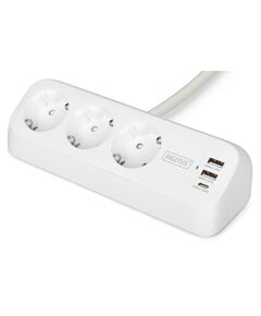 Блок розеток DIGITUS Office, 3xSchuko, 2xUSB-A, 1xUSB-C, 16A, 1.5м, вилка Schuko, білий, фото  | SNABZHENIE.com.ua