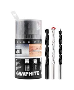 Набір свердл GRAPHITE по металу, дереву, цеглі: 3-6, 8, 10 мм, 18шт, фото  | SNABZHENIE.com.ua