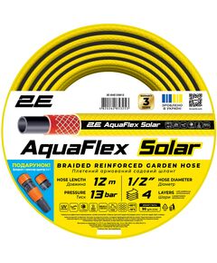 Шланг садовий 2Е AquaFlex Solar 1/2" 12м 4 шари 13бар -10+60°C зрошувач конектор адаптер 2в1, фото  | SNABZHENIE.com.ua