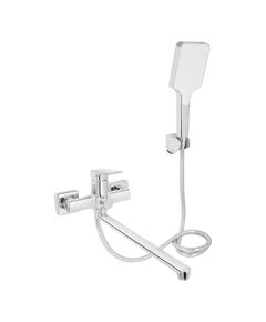 Смеситель для ванны Qtap Crow с длинным поворотным изливом и душевым гарнитуром QTCRO260CRM48647 Chrome, фото  | SNABZHENIE.com.ua