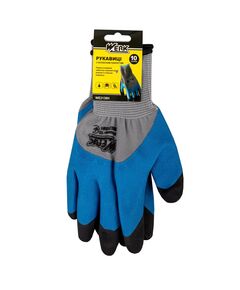 Рукавички ПЕ сірі, з синім латексним покриттям посилені (чорні пальці) WERK з підвіскою, фото  | SNABZHENIE.com.ua