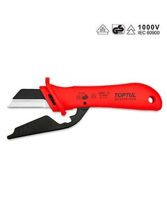 Изолированный кабельный нож 1000V VDE со сменным лезвием TOPTUL SFAC5018V4, фото  | SNABZHENIE.com.ua