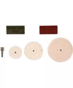 Полірувальний набір VOREL: 3 диски 50, 75, 100 мм, штифт-тримач 6 мм, 2 види мастики (VO-25420), фото  | SNABZHENIE.com.ua